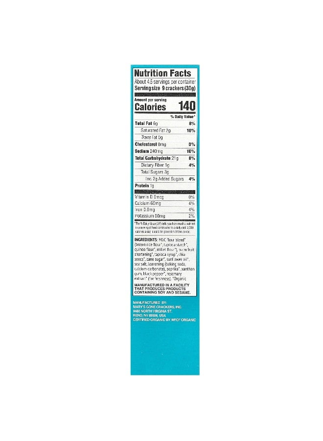 Mary's Gone Crackers Mary's Gone Crackers, Organic Real Thin Crackers, Sea Salt, 5 oz (142 g)  - Image 2