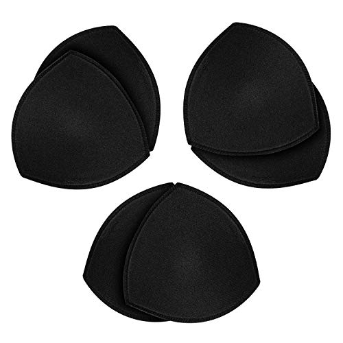 TopBine Bra Pads Inserts Women's Sports Cups Bra Replacement Insert for Bikini Swimsuit (3 Pairs B/C Black) - Image 1