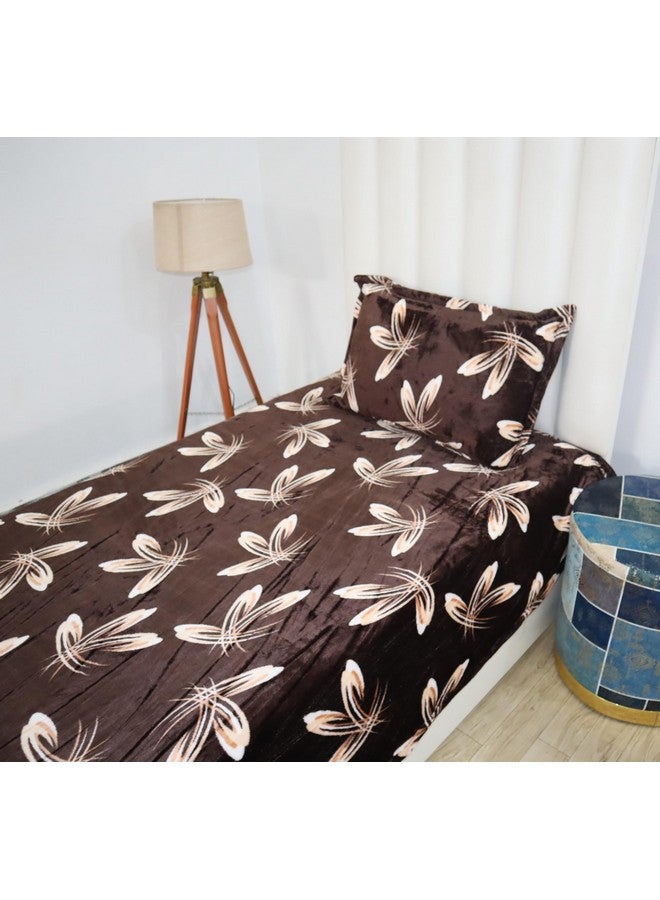 RD TREND أغطية سرير دافئة من فانيلا RD TREND 190 GSM بحجم مفرد (60X90 بوصة) مع غطاء وسادة واحد بحجم (18X28 بوصة) لون زهرة القهوة - Image 4