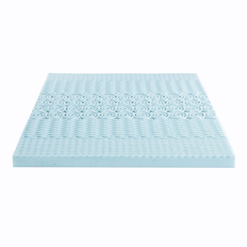 Mellow 4 Inch 5-Zone Memory Foam Mattress Topper, Cooling Gel Infusion, Dorm Essentials, Queen Blue - Image 4