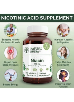 Natural Nutra Niacin As Nicotinic Acid (Vitamin B3) Supplement For Boost Energy Improves Digestion Brain Function Non Gmo Gluten Free 100 Mg (100 Tablets Pack Of 3)  - Image 4