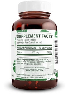 Natural Nutra Niacin As Nicotinic Acid (Vitamin B3) Supplement For Boost Energy Improves Digestion Brain Function Non Gmo Gluten Free 100 Mg (100 Tablets Pack Of 3)  - Image 3