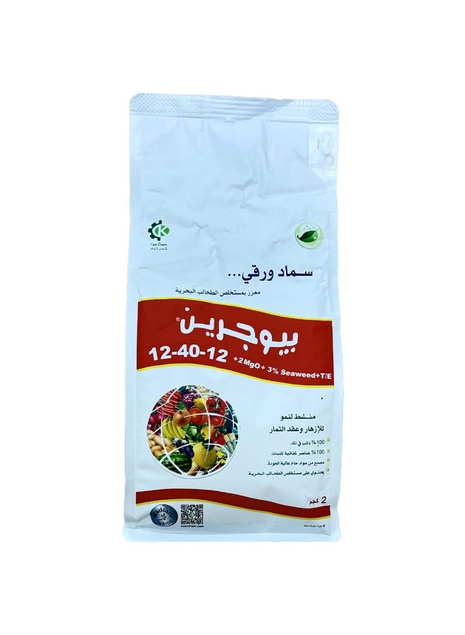 بيوجرين سماد ورقي NPK 12-40-12، مع مستخلص الأعشاب البحرية، محفز للتزهير وعقد الثمار، 2 كجم - Image 1