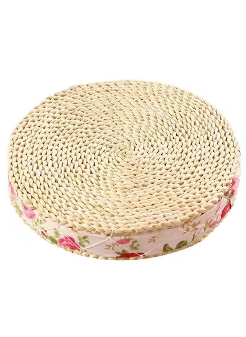 LINGWEI LINGWEI Handmade Japanese Tatami Floor Pillow - Woven Straw Round Seat Cushion Pad for Yoga, Meditation, Garden, and Dining Room Decoration - Breathable Natural Design  - Image 1