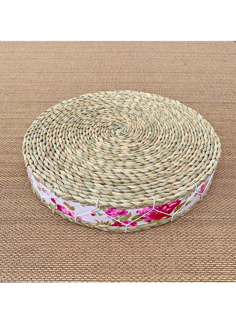 LINGWEI LINGWEI Handmade Japanese Tatami Floor Pillow - Woven Straw Round Seat Cushion Pad for Yoga, Meditation, Garden, and Dining Room Decoration - Breathable Natural Design  - Image 4