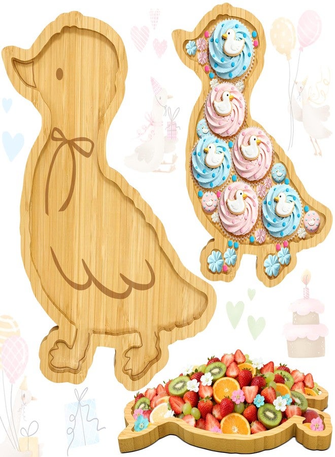 Easma 1PCS Wooden Goose Party Decoration One Silly Goose Birthday Decor Charcuterie Boards for Tabletop Geese Baby Shower Serving Tray Fillable Food Plates Tableware for Baby Girl Boy 1st Birthday Supply - Image 1