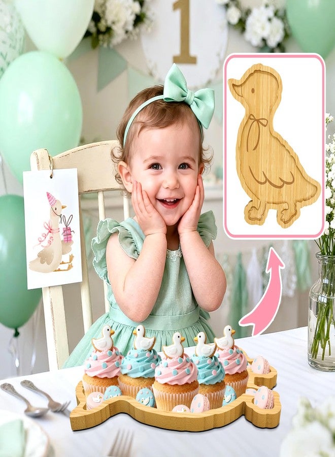 Easma 1PCS Wooden Goose Party Decoration One Silly Goose Birthday Decor Charcuterie Boards for Tabletop Geese Baby Shower Serving Tray Fillable Food Plates Tableware for Baby Girl Boy 1st Birthday Supply - Image 2