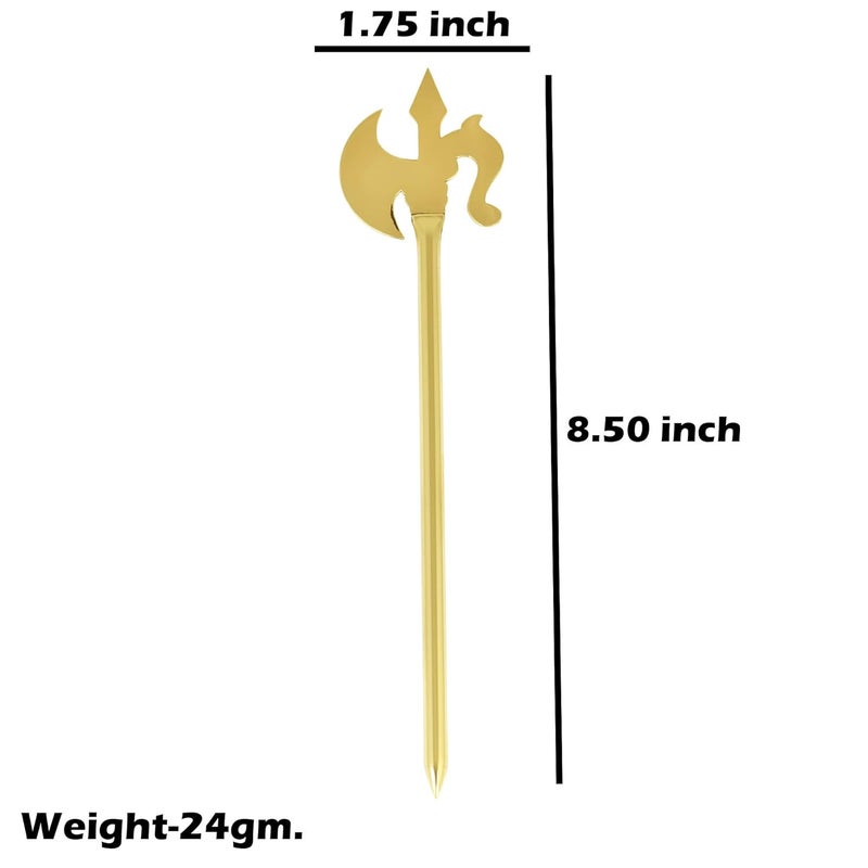 memoir Brass Gold Plated Miniature Parshuram Farsa Durga Kaali Weapon Stick Hindu Pooja Item Temple Accessory for Home Decor - Image 4