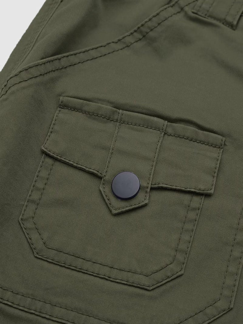 Flamingals Wide Leg Bootcut Cargo Pants for Women Casual Mid Waist Flap Pocket Seam Front Work Dress Pants Without Belt Fall Green XL - Image 5
