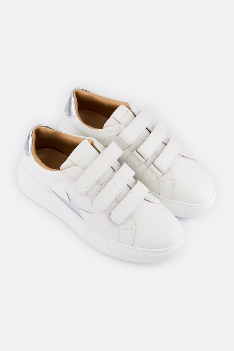 Vanessa Wu Women Fanny Velcro Closure Casual Shoes, White - Image 4