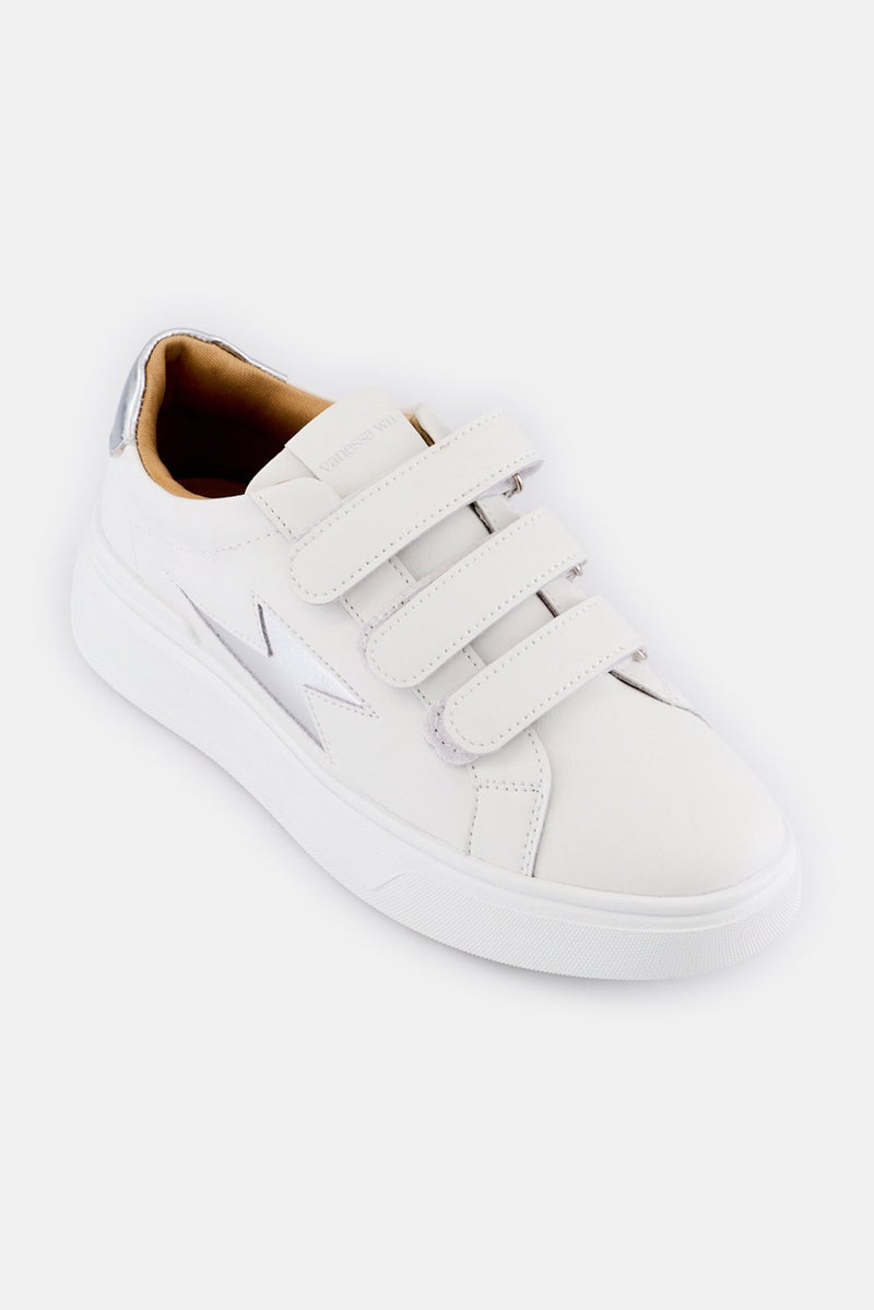 Vanessa Wu Women Fanny Velcro Closure Casual Shoes, White - Image 1