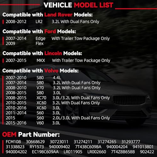 PLDDE 1pcs Engine Radiator Cooling Fan Control Module Relay Unit Compatible With Edge MKX w/Trailer Tow Package S80 V70 XC70 XC60 V60 4.4L 3.0L 3.2L S60 2.0L 3.0L Land Rover LR2 Flex With Dual Fans - Image 3