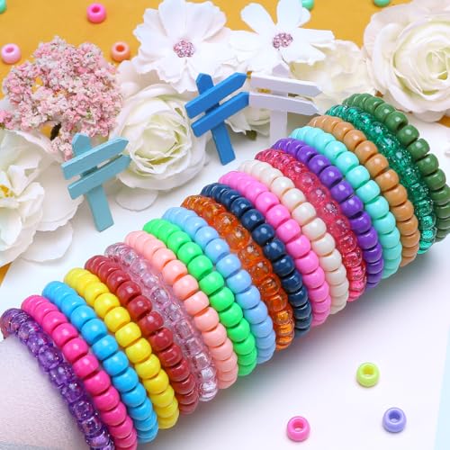 GAGANIU Pony Beads 1100+ Pcs – Glitter Mix Plastic Kandi Beads in Jar for Bracelets, Hair Braids, Jewelry Making & DIY Crafts - Image 5