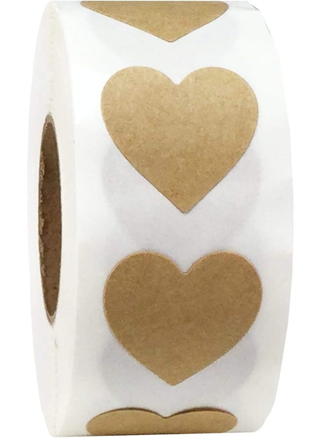 Premify 300Pcs Brown Kraft Labels Stickers Roll Heart Shape, Blank Kraft Stickers Paper Gift Tags for Cosmetic Gift Decoration Pantry Mason Jars Food Jars Craft Kitchen Chalk Label - Image 1