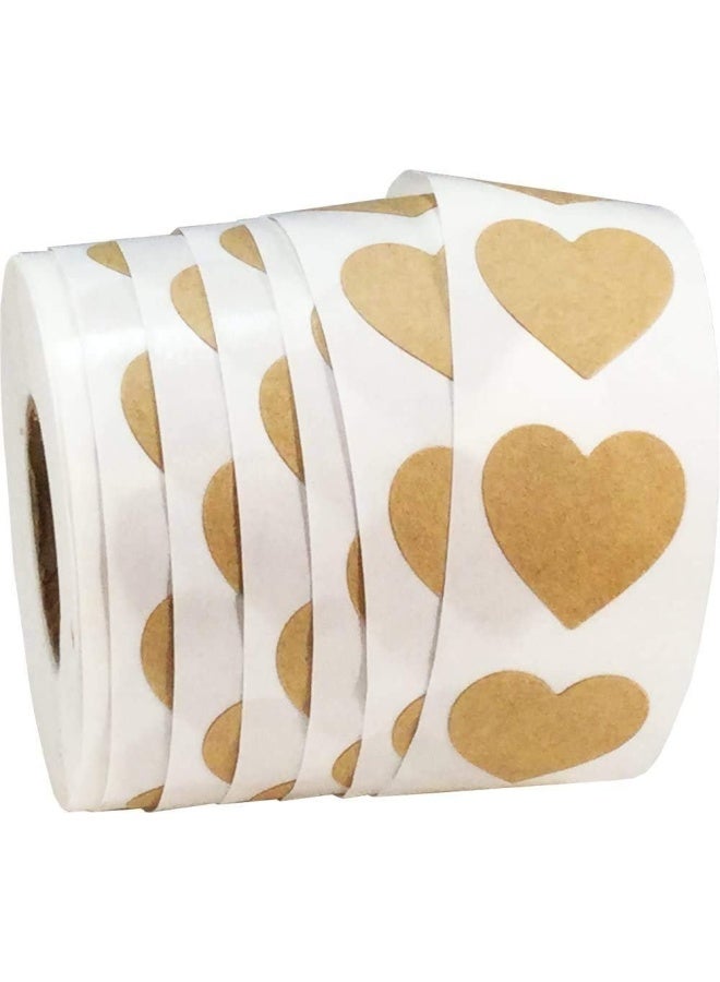Premify 300Pcs Brown Kraft Labels Stickers Roll Heart Shape, Blank Kraft Stickers Paper Gift Tags for Cosmetic Gift Decoration Pantry Mason Jars Food Jars Craft Kitchen Chalk Label - Image 4