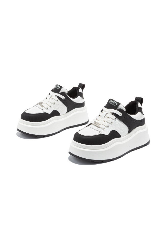 SAFIYA Saturday Platform Sneakers For Women, Thick Sole 2025 Spring New Release, College Style Versatile Casual Shoes, Height-increasing White Sneakers - Image 2