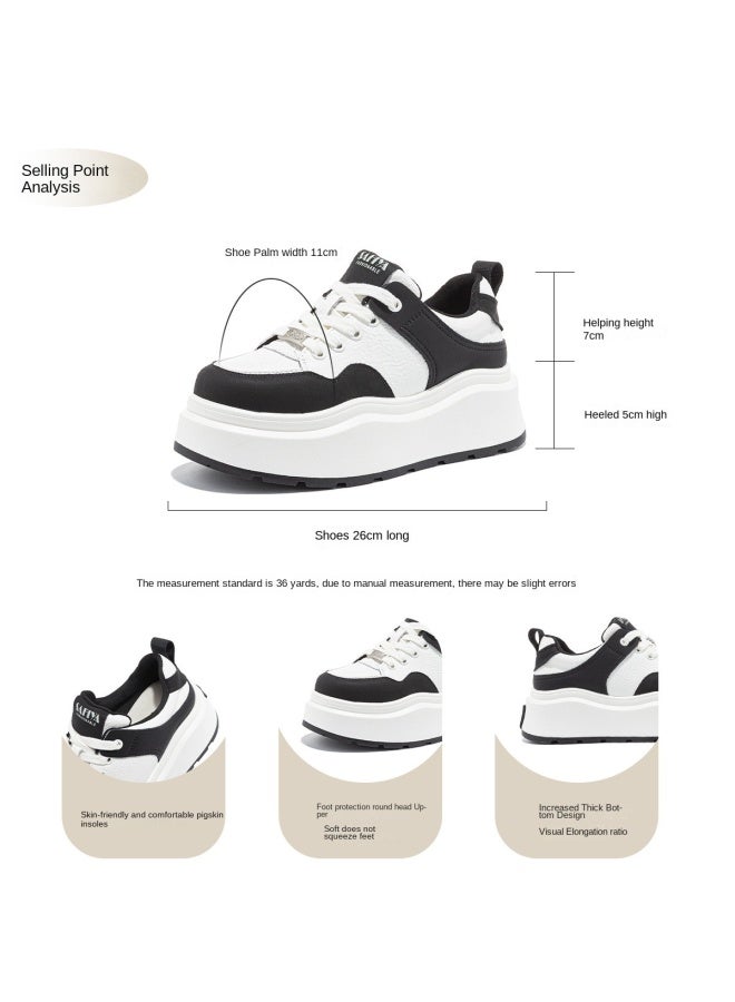 SAFIYA Saturday Platform Sneakers For Women, Thick Sole 2025 Spring New Release, College Style Versatile Casual Shoes, Height-increasing White Sneakers - Image 3