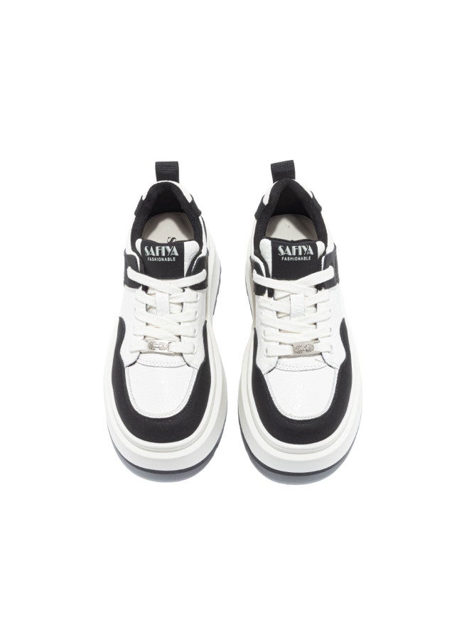 SAFIYA Saturday Platform Sneakers For Women, Thick Sole 2025 Spring New Release, College Style Versatile Casual Shoes, Height-increasing White Sneakers - Image 4