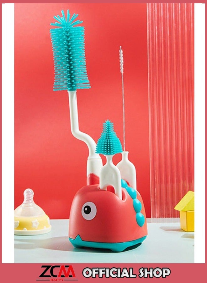 ZCM-HAPPY 4-Piece 360 Degree Rotating Bottle Cleaning Brush Set for Cleaning Baby Bottles, Pacifiers, Sports Bottles, Vases and Glassware - Image 1