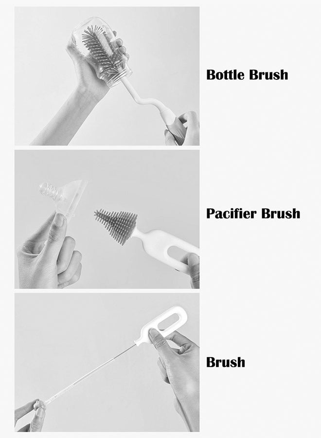 ZCM-HAPPY 4-Piece 360 Degree Rotating Bottle Cleaning Brush Set for Cleaning Baby Bottles, Pacifiers, Sports Bottles, Vases and Glassware - Image 3
