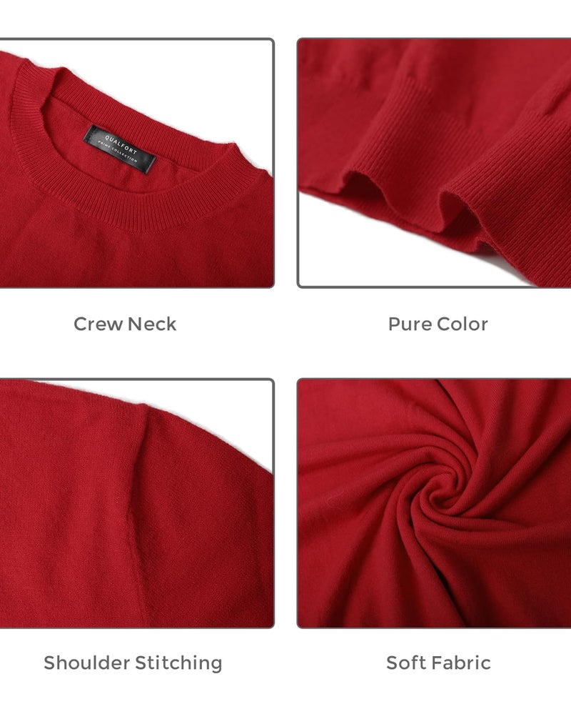 QUALFORT Women's Red Crewneck Sweater Pullover Soft Knitted Pullover Tops Large - Image 5