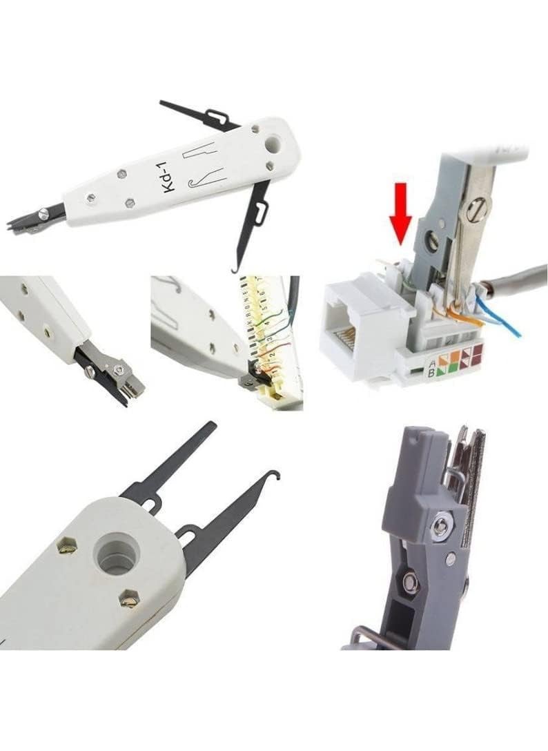 CivON Civon Crimping Tool RJ45 Tool Kit Cat5 Cat5e Cat6 50PCS RJ45 Pass Through Connectors 50PCS Covers Network Cable Tester Wire KD 1 Punch Down Pass Through Tool kit  - Image 2