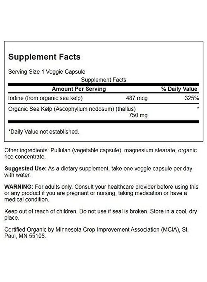 SWANSON Made With Organic Scottish Kelp 750 Milligrams 30 Veg Capsules - Image 3