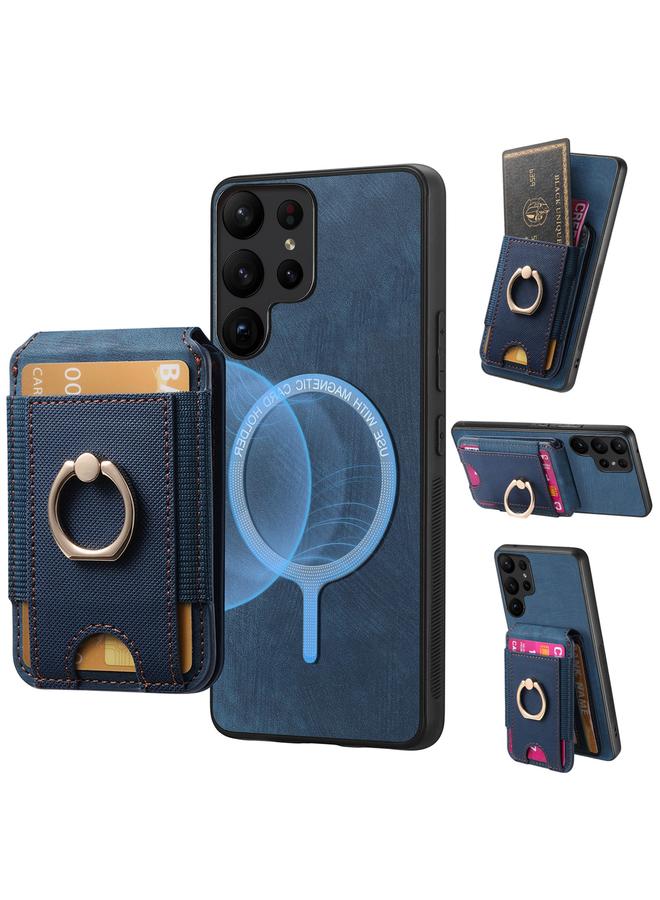 اس-توب جراب هاتف جلدي لهاتف Samsung Galaxy S25 Ultra 5G بتصميم كلاسيكي مع حامل مغناطيسي قابل للفصل وحقيبة بطاقات - Image 1