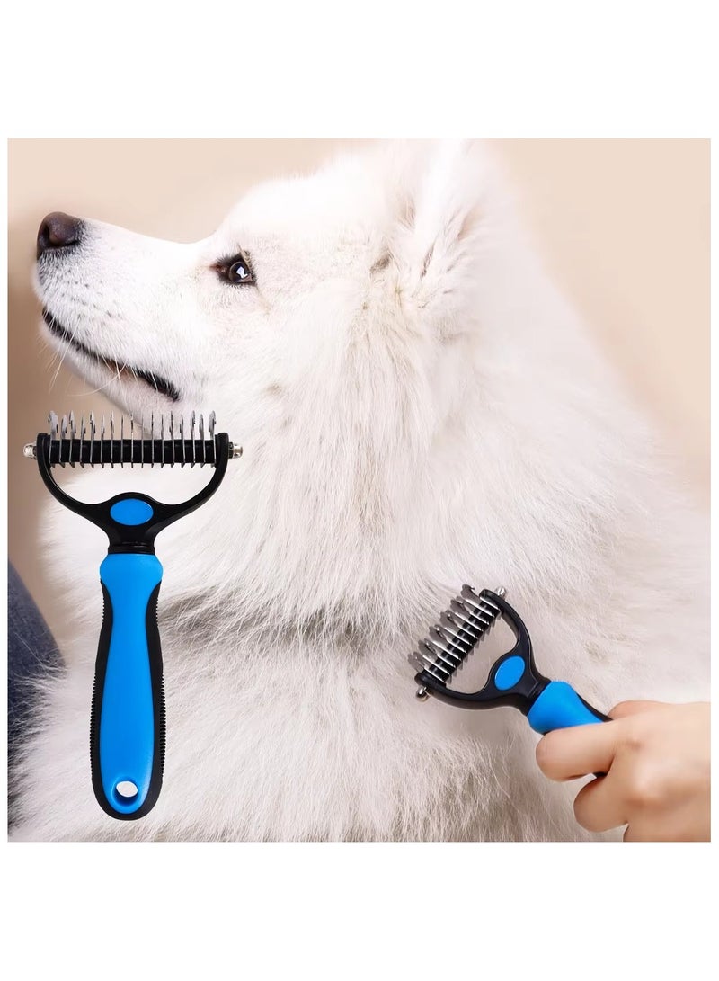 2pcs Pet Grooming Brush Set Large & Small Double Sided Rake Comb for Dogs and Cats, Easy Shedding & Dematting - Image 2