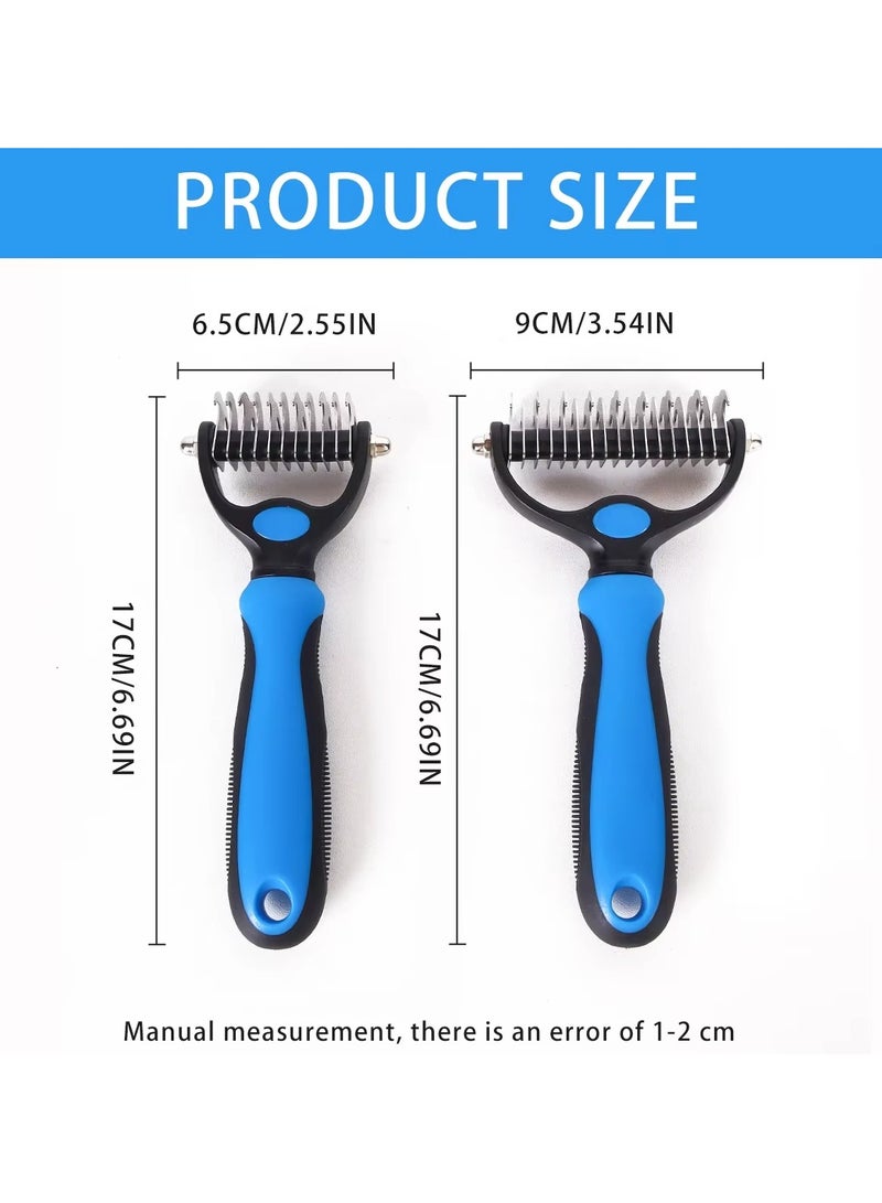 2pcs Pet Grooming Brush Set Large & Small Double Sided Rake Comb for Dogs and Cats, Easy Shedding & Dematting - Image 3