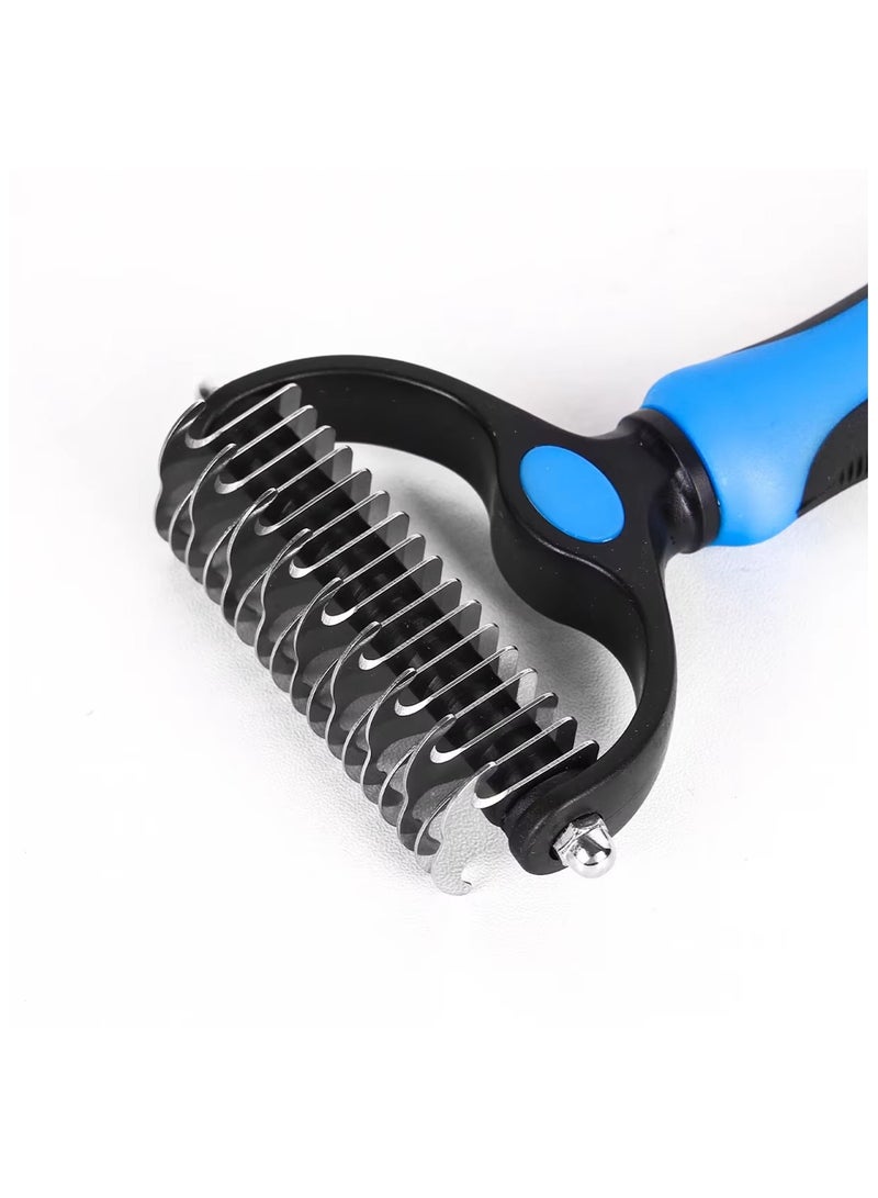 2pcs Pet Grooming Brush Set Large & Small Double Sided Rake Comb for Dogs and Cats, Easy Shedding & Dematting - Image 4
