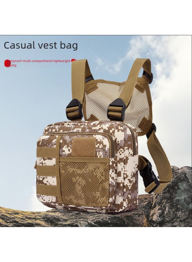 Outdoor Tactical Chest Bag Running Sports Vest Camouflage Trendy Backpack Casual Vest Front Hanging Bag Men's Crossbody-Color:Desert Camouflage - Image 3