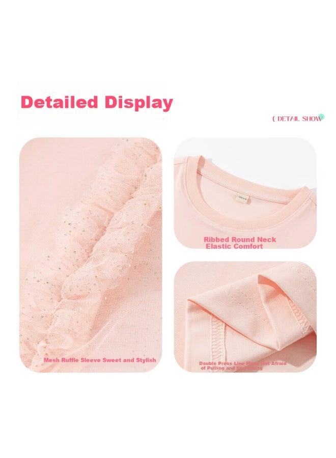 Pepco Girls' Cooling Short-sleeve T-shirt, Summer Style, Little Girl Antibacterial Mesh Half-sleeve, Children's Stylish Summer Top - Image 2