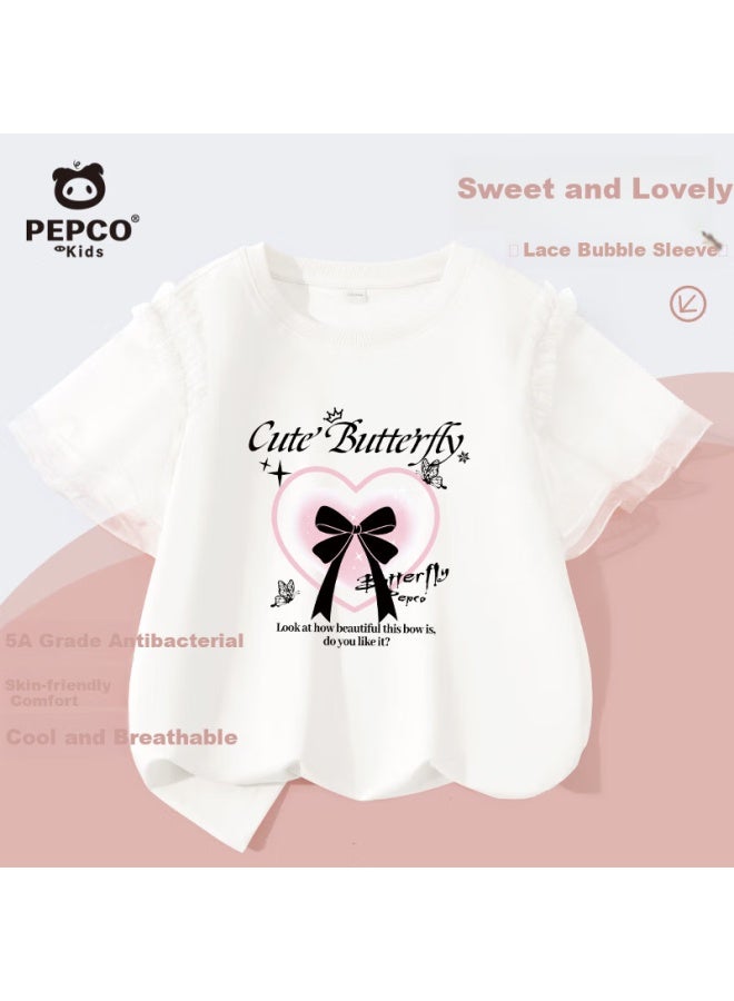 Pepco Girls' Cooling Short-sleeve T-shirt, Summer Style, Little Girl Antibacterial Mesh Half-sleeve, Children's Stylish Summer Top - Image 4