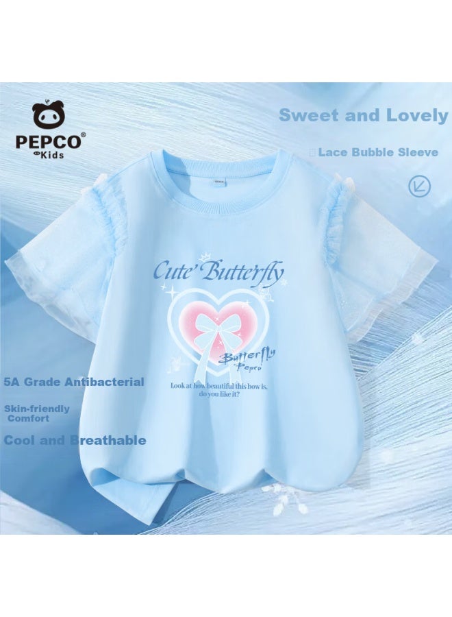 Pepco Girls' Cooling Short-sleeve T-shirt, Summer Style, Little Girl Antibacterial Mesh Half-sleeve, Children's Stylish Summer Top - Image 5