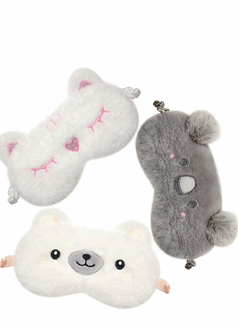 Generic - Kids Eye Mask 3PCS Sleeping Masks for Cute Animal Design Soft Face Ladies Kids, Girls and Adults Travel Pajama Party, Adjustable Elastic - Image 1