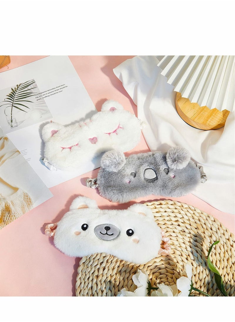 Generic - Kids Eye Mask 3PCS Sleeping Masks for Cute Animal Design Soft Face Ladies Kids, Girls and Adults Travel Pajama Party, Adjustable Elastic - Image 1