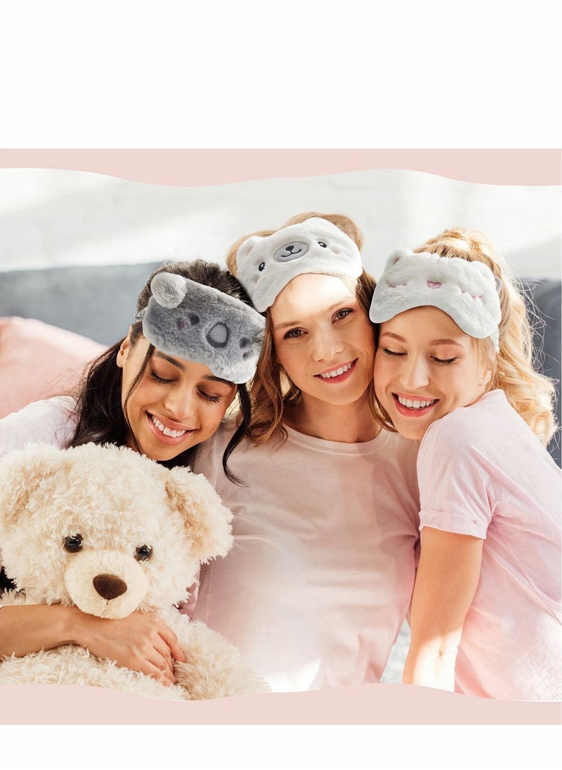 Generic - Kids Eye Mask 3PCS Sleeping Masks for Cute Animal Design Soft Face Ladies Kids, Girls and Adults Travel Pajama Party, Adjustable Elastic - Image 1