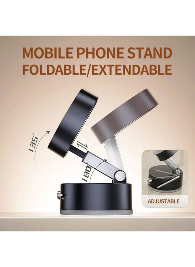 Magnetic Vacuum Suction Phone Holder - Foldable, 360° Swivel Stand for Car, Desktop, and Multi-Scenario Use - Image 3