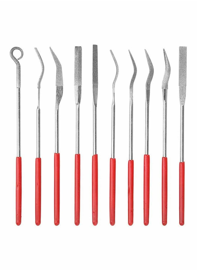 Excefore 10 PCS Diamond File Set Mini Diamond Needle File, Common Abrasive Special-Shaped Grinding Carving, Multi-Function Manual Tools, for Ceramic Glass Metal Stone Jewelry 3x140mm  - Image 1