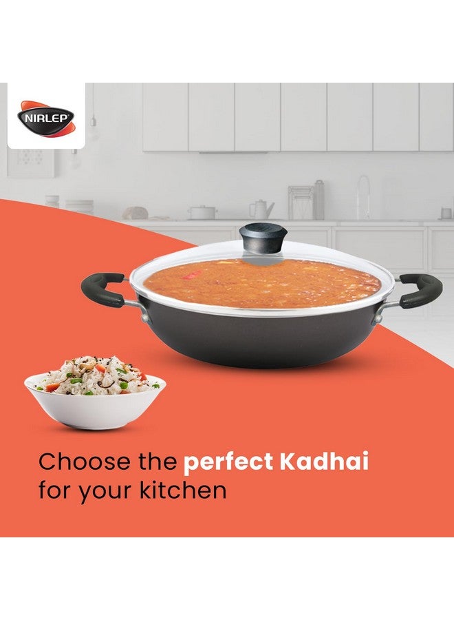 NIRLEP مقلاة نيرليب ساخي 24 سم مع غطاء زجاجي | مقلاة غير لاصقة | مقلاة لل induction | مقبض سهل الإمساك | طبقة مزدوجة PFOA | سهل التنظيف | أسود - Image 3