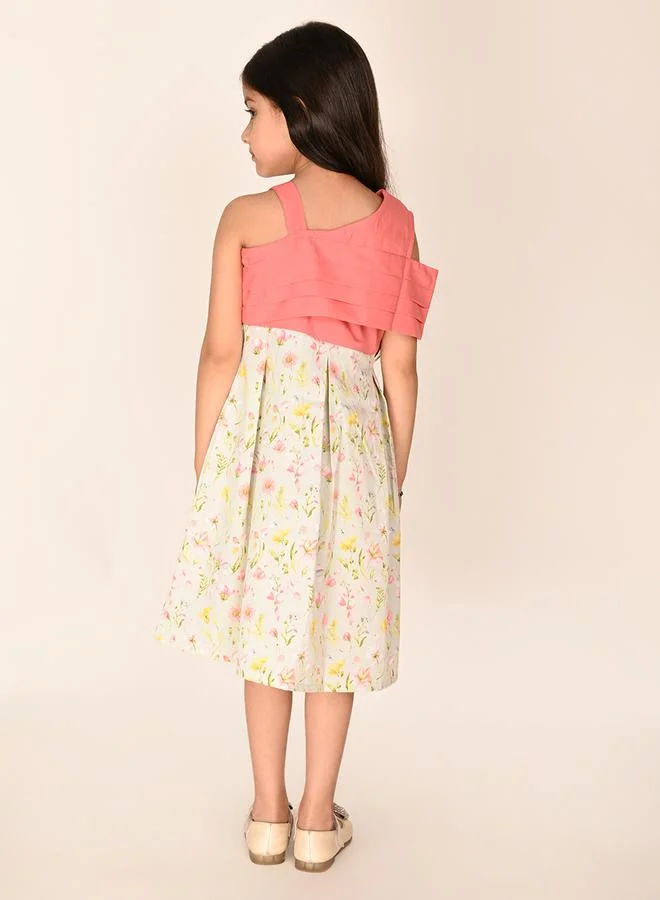 LILPICKS Pleated Floral Print One Shoulder Dress by Styli