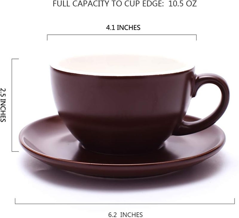 Coffeezone Latte Art Cup and Saucer Latte  Cappuccino Mate for Coffee Shop and Barista Matte Brown 105 oz - Image 2