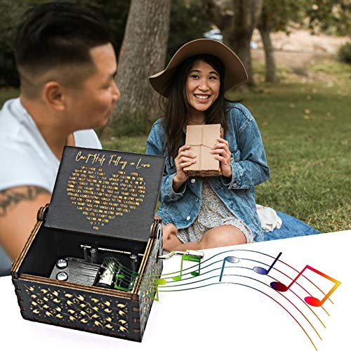 byykit Can't Help Falling in Love Wood Music Box, Antique Engraved Musical Boxes Case for Love One Wooden Music Box - Gifts for Lover, Boyfriend, Girlfriend, Husband, Wife (Black) - Image 5