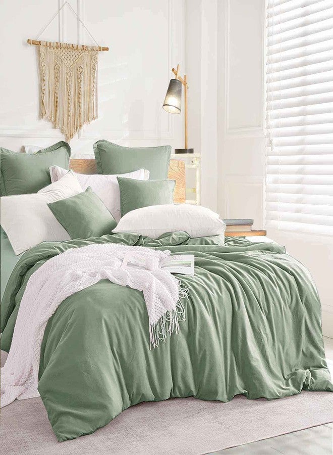 ETDIFFE Sage Green 2 Pack Pillow Shams Set Standard Size, Soft Microfiber Pillowcases for Bed, 20x26 Inch - Image 5
