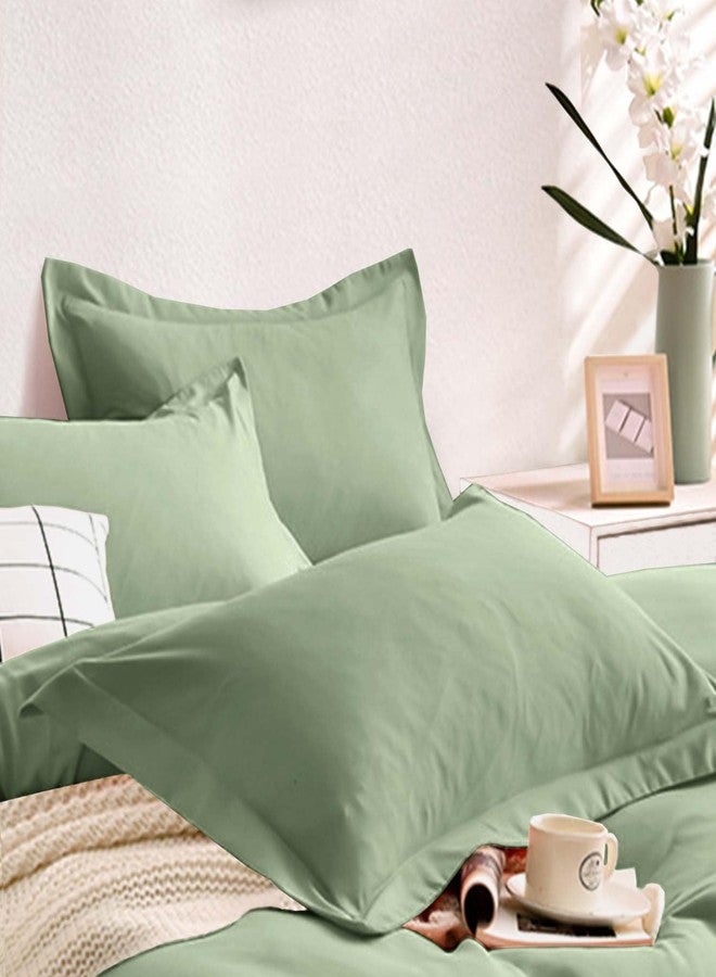 ETDIFFE Sage Green 2 Pack Pillow Shams Set Standard Size, Soft Microfiber Pillowcases for Bed, 20x26 Inch - Image 1