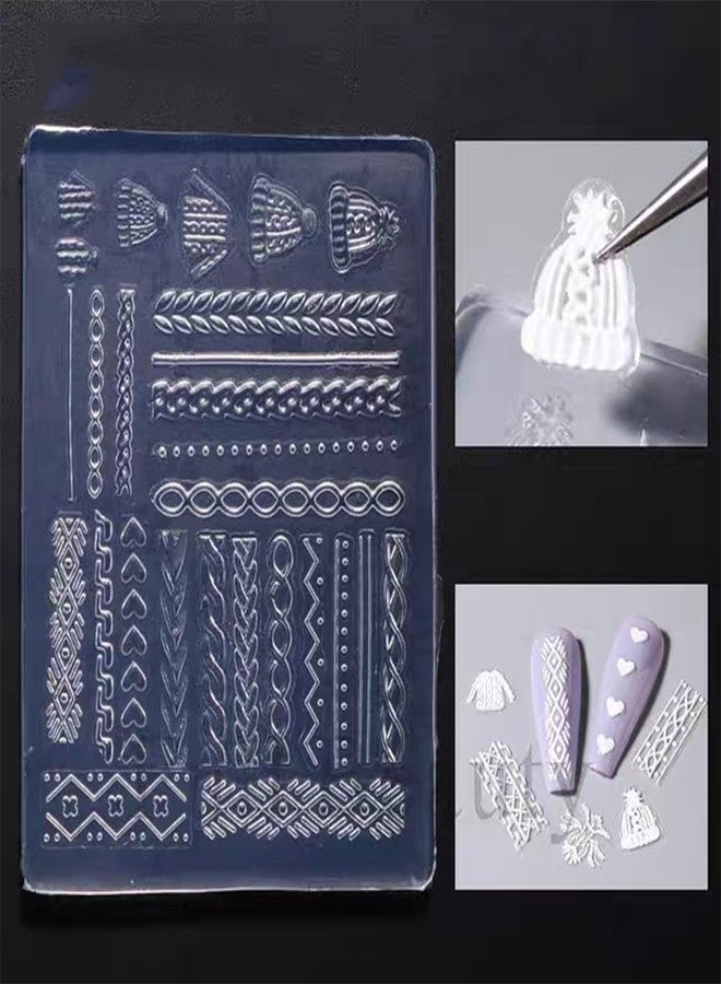 LIFOOST 3D Nail Art Silicone Mold with Sweater Pattern and Hat Line Embossed DIY - Image 3