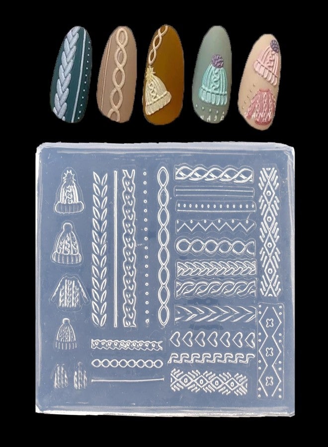 LIFOOST 3D Nail Art Silicone Mold with Sweater Pattern and Hat Line Embossed DIY - Image 1