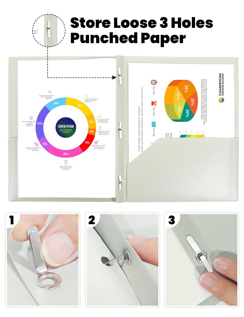 SUNEE 3-Prong Plastic Folders with Pockets (6 Pack, Vintage Colors) 2 Pocket Folders with Fasteners, Tear-Resistant Plastic Pockets, and Fit Letter Size Paper, Use for School Office Home Business - Image 4