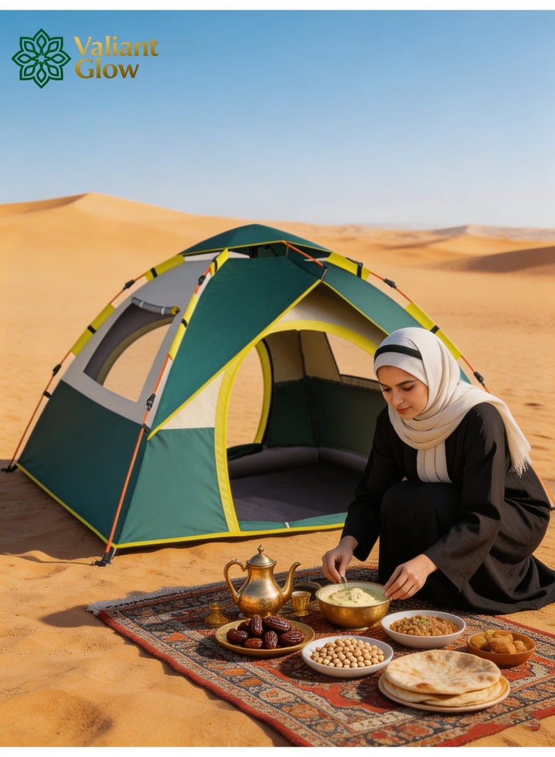 Valiant Glow Emergency Quick Shelter|4-5 Person Outdoor Camping Tent | 210D Waterproof Oxford Cloth with Door and Top Cover | Quick and Easy to Set Up | Comes with Storage Bag | Waterproof, Windproof, and Sandproof Pop-Up Tent, Suitable for Camping, Hiking, and Mountaineering. - Image 2